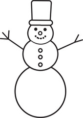 Christmas Snowman Silhouette in Black | Winter Holiday Character Illustration Vector Format