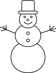 Christmas Snowman Silhouette in Black | Winter Holiday Character Illustration Vector Format