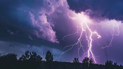 Dramatic Lightning on a Rainy Day: Electrifying Bolts Illuminating Stormy Skies, Thunderous Clouds, and Rain-Soaked Landscapes, Capturing Nature&rsquo;s Raw Power for Weather Photography, Storm Documentarie