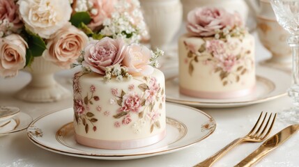 花のデコレーションがついたケーキ