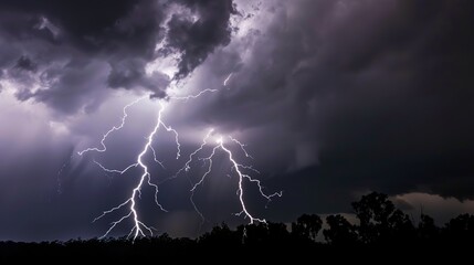 Dramatic Lightning on a Rainy Day: Electrifying Bolts Illuminating Stormy Skies, Thunderous Clouds, and Rain-Soaked Landscapes, Capturing Nature&rsquo;s Raw Power for Weather Photography, Storm Documentarie
