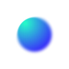Illustration of blue circle gradient element blurred with noise texture and grain