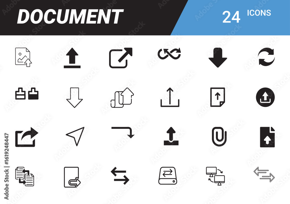 Poster document icon set: a collection of clean and concise document icons suitable for a wide range of des