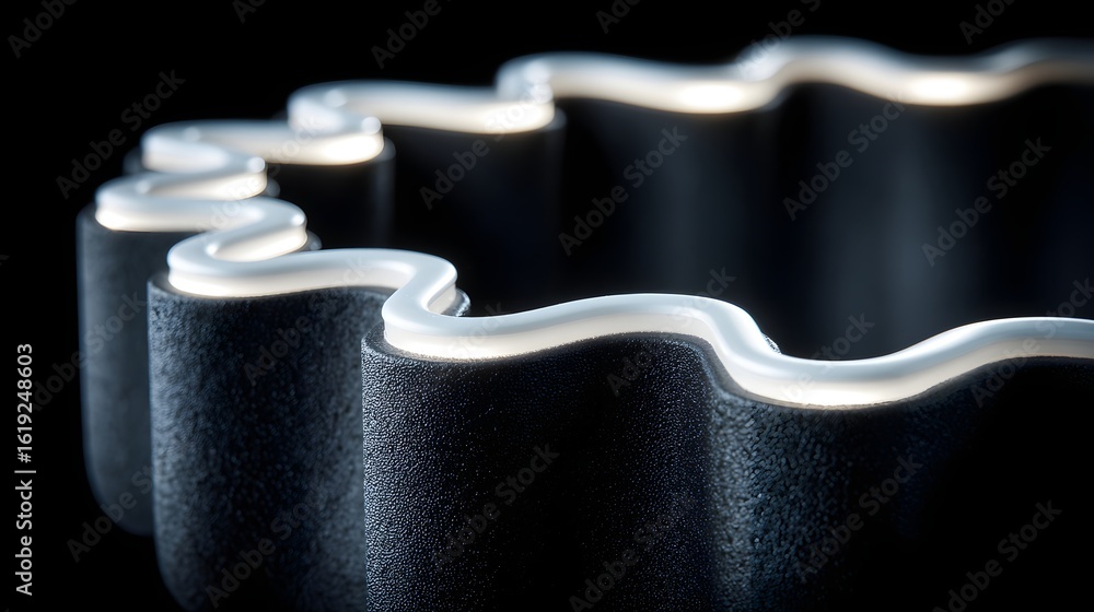 Aufkleber close-up view of a textured, dark object with highlighted edges.