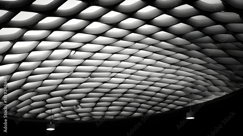 Poster abstract design of a patterned ceiling.
