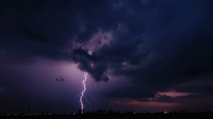 Dramatic Lightning on a Rainy Day: Electrifying Bolts Illuminating Stormy Skies, Thunderous Clouds, and Rain-Soaked Landscapes, Capturing Nature’s Raw Power for Weather Photography, Storm Documentarie