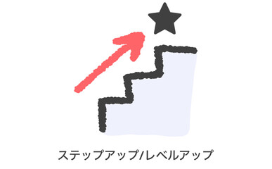 Fototapeta premium ステップアップするアイコンイラスト