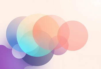 Obraz premium Abstract overlapping gradient circles, soft hues on neutral backdrop, neutral, calming