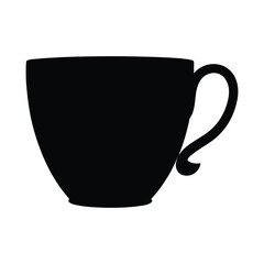 Black coffee cup vector graphic, tea cup illustration, hot drink mug icon, coffee shop design element
