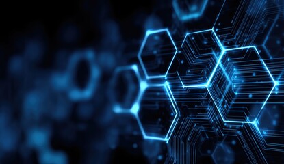 Abstract digital network of glowing hexagons (1)