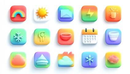 Colorful 3D app icons