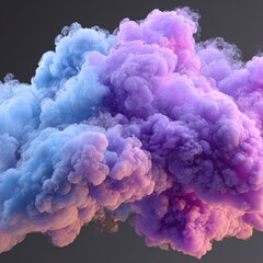Vibrant, swirling cloud of pastel purple and blue smoke