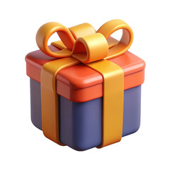 Gift box with ribbon and bow isolated on transparent background