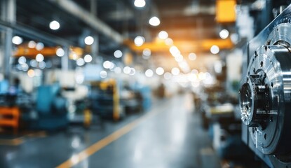 Industrial factory interior, blurred machines