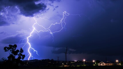 Dramatic Lightning on a Rainy Day: Electrifying Bolts Illuminating Stormy Skies, Thunderous Clouds, and Rain-Soaked Landscapes, Capturing Nature’s Raw Power for Weather Photography, Storm Documentarie