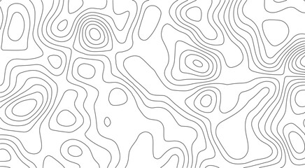 Topography relief vector design with elevation contour lines in minimalist white for geographic visualization, science media, and terrain maps