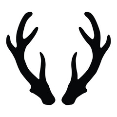 Obraz premium Antler silhouette vector illustration, deer antlers drawing, reindeer horns graphic design element, art