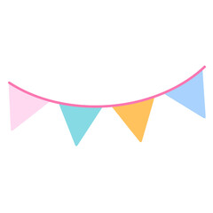 Fototapeta premium Pastel Party Bunting Flags Clipart on Transparent Background
