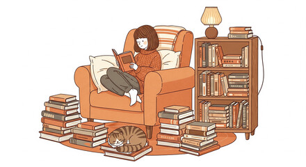 young woman reading a book
