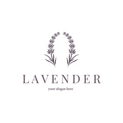 Lavender Logo, Simple Elegant Purple Flower Plant Vector, Greeting Card Design, Banner, Flower Ornament, Lavender Hand Drawn Wedding, Icon Symbol Illustration