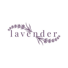 Lavender Logo, Simple Elegant Purple Flower Plant Vector, Greeting Card Design, Banner, Flower Ornament, Lavender Hand Drawn Wedding, Icon Symbol Illustration