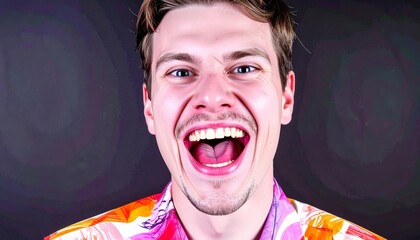 Man radiates joy with a wide open smile