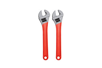 Two adjustable wrenches with red handles