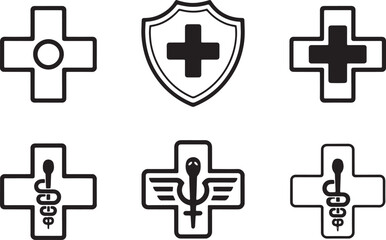 Obraz premium Medical Cross Symbols and Shields for Healthcare Concepts