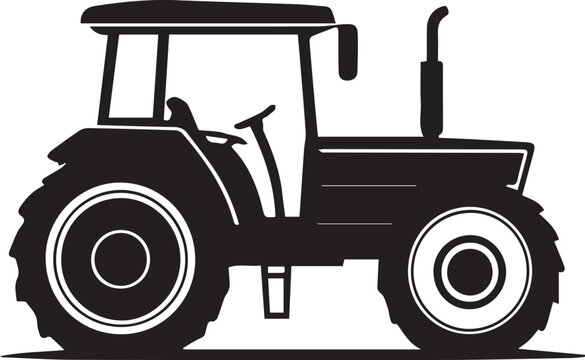 Rural Farming Equipment in Bold Silhouette