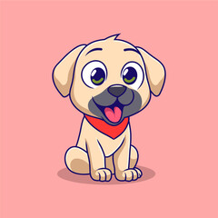 Cute Happy Puppy Cartoon – Playful Dog Vector Illustration