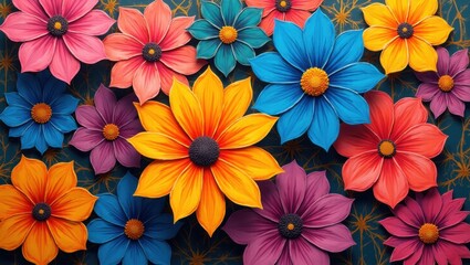 A Vibrant Collection of Paper Flowers in a Rainbow of Bright Colors Creating a Cheerful Springtime Display