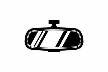 Rear mirror vector silhouette illustration isolated on white background