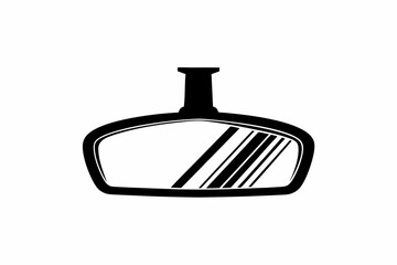Rear mirror vector silhouette illustration isolated on white background