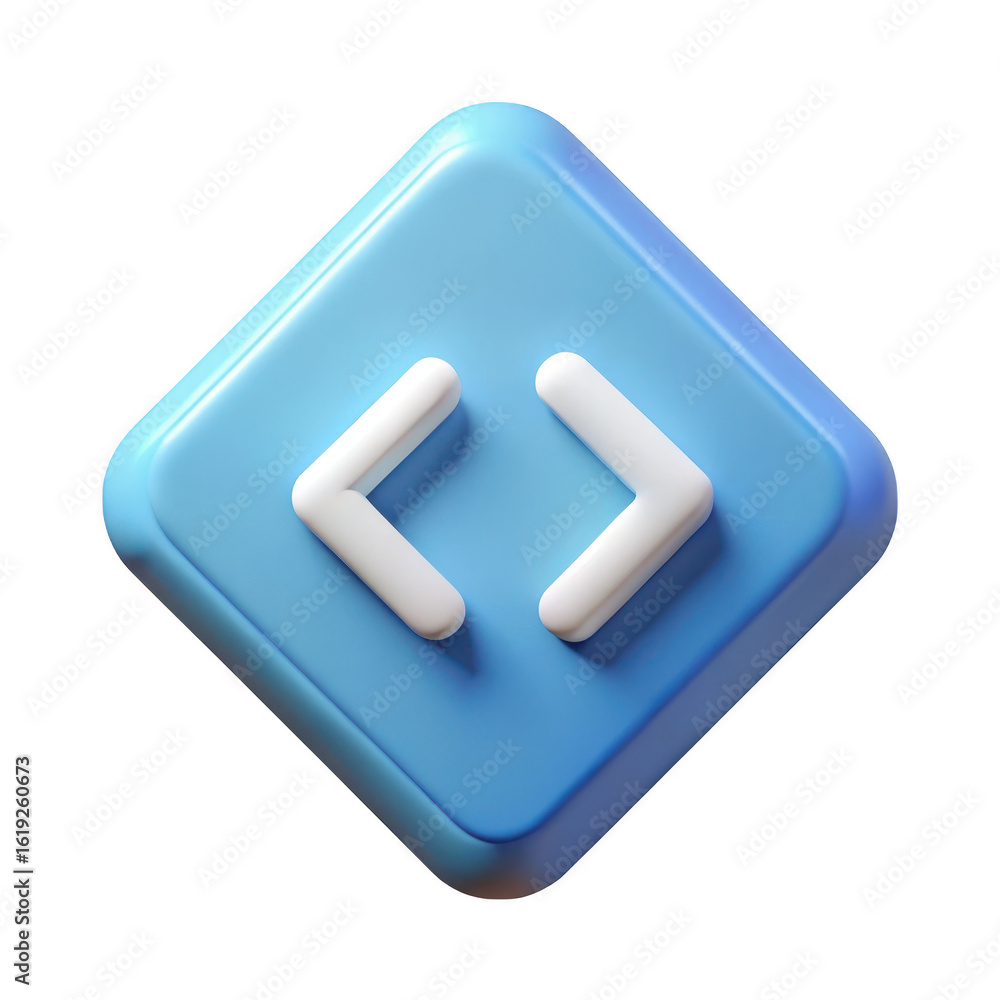 Poster 3d coding brackets icon isolated on transparent background
