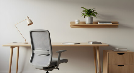 Minimalist Home Office Workspace with Ergonomic Chair and Natural Light