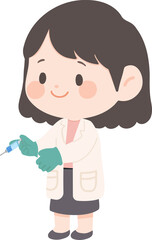 Cartoon Doctor Holding a Syringe Illustration