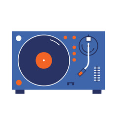 Obraz premium Stylized Blue Turntable with Orange Accents and a Dark Blue Vinyl Record