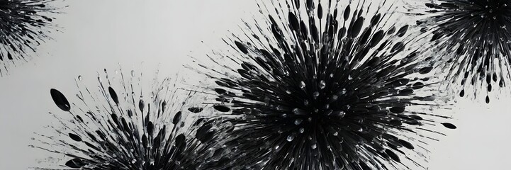 Obraz premium Abstract Black Firework Explosion on White Background Modern Artistic Design