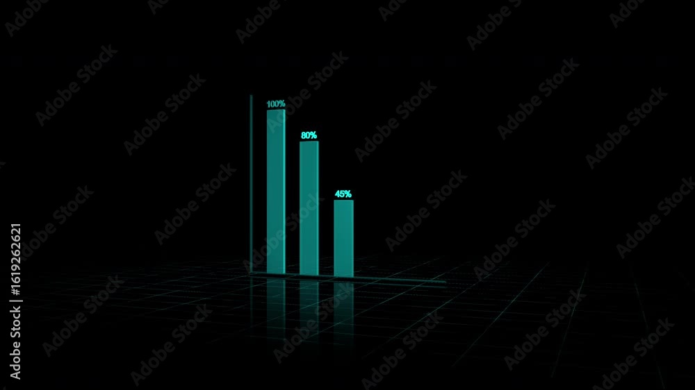 Poster a 4k motion of dynamic bar chart graph showcases business growth and upward movement, presenting dat