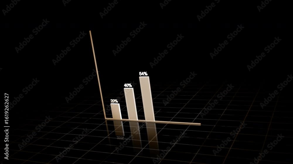 Poster a 4k motion of dynamic bar chart graph showcases business growth and upward movement, presenting dat