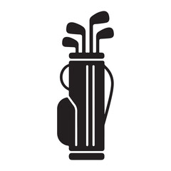 Silhouette of a golf bag filled with clubs representing the sport of golf and equipment