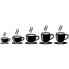 Obraz premium Progression of coffee cups with rising steam