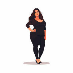 Fototapeta premium Plus size beautiful model illustration flat vector design