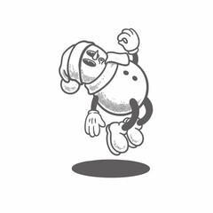 Snowman groovy cartoon character. Merry Christmas and Happy New Year collection. Retro, icon, snow, illustration, vector, sticker, 70's, mascot, editable, funny, holiday, coloring book, winter