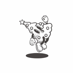 Merry Christmas and Happy New Year collection. Groovy retro christmas tree character. Mascot, illustration, clip art, vector, icon, sticker, holiday, decoration, pine tree, winter, coloring book 