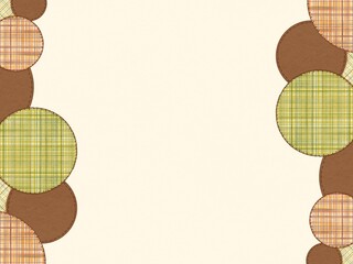 水彩で描いた荒い織り目のような可愛いチェック柄のアップリケやステッチが可愛いフレーム背景イラスト素材