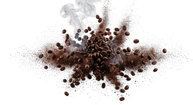 Exploding Coffee Beans PNG Coffee Explosion Effect