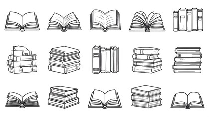 Various book icons in a set