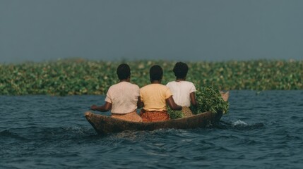 Benin Independence Day Celebration with Empowered African Women Rowing Canoe on Lake Nokoue, Authentic Summer Lifestyle for Millennial Marketing Campaigns