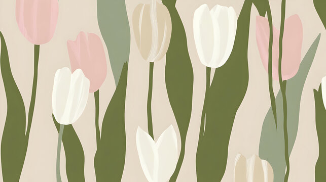 Pastel tulips floral pattern